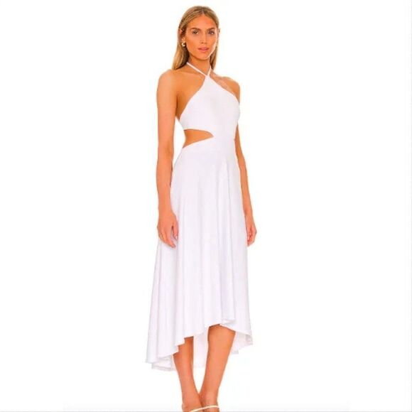 Susana Monaco Size L - High-low Cut Out Tie Back Halter Dress  White/Sugar $198 - Picture 2 of 10